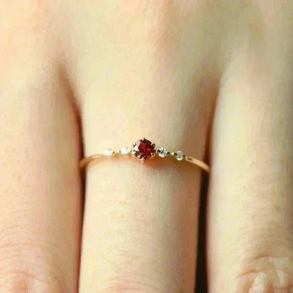 Delicate 14k Gold Over Sterling Silver Ruby Ring - Picture 1 of 4